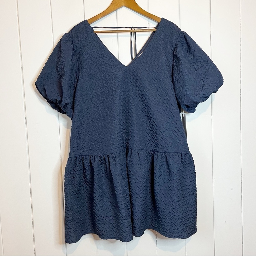Hudson North Navy Easy V-Neck Mini Dress. Size Large.